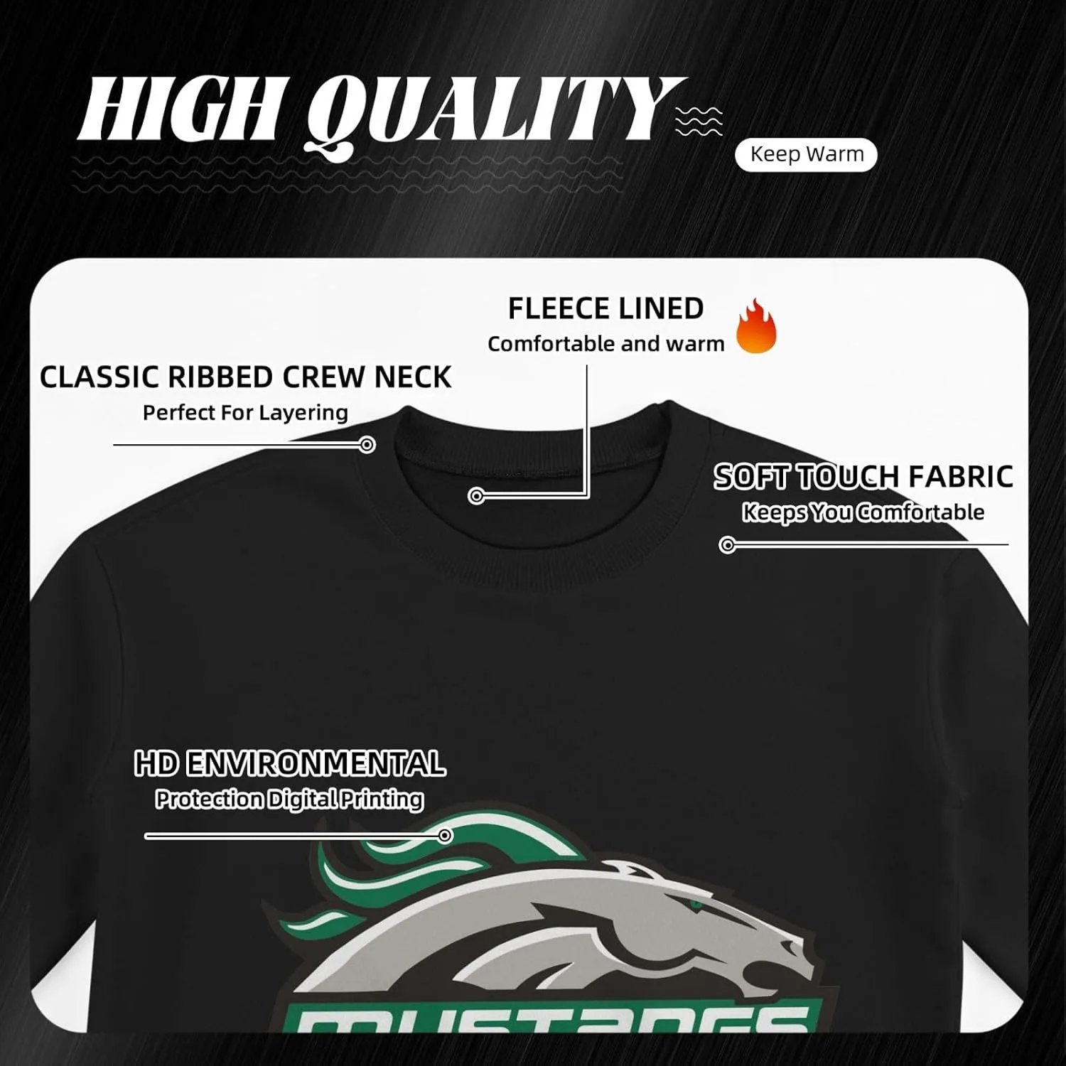 Stevenson University Logo Men'S Fleece Crew-Neck Hoodie Long Sleeve Fleece Sweatshirt-
