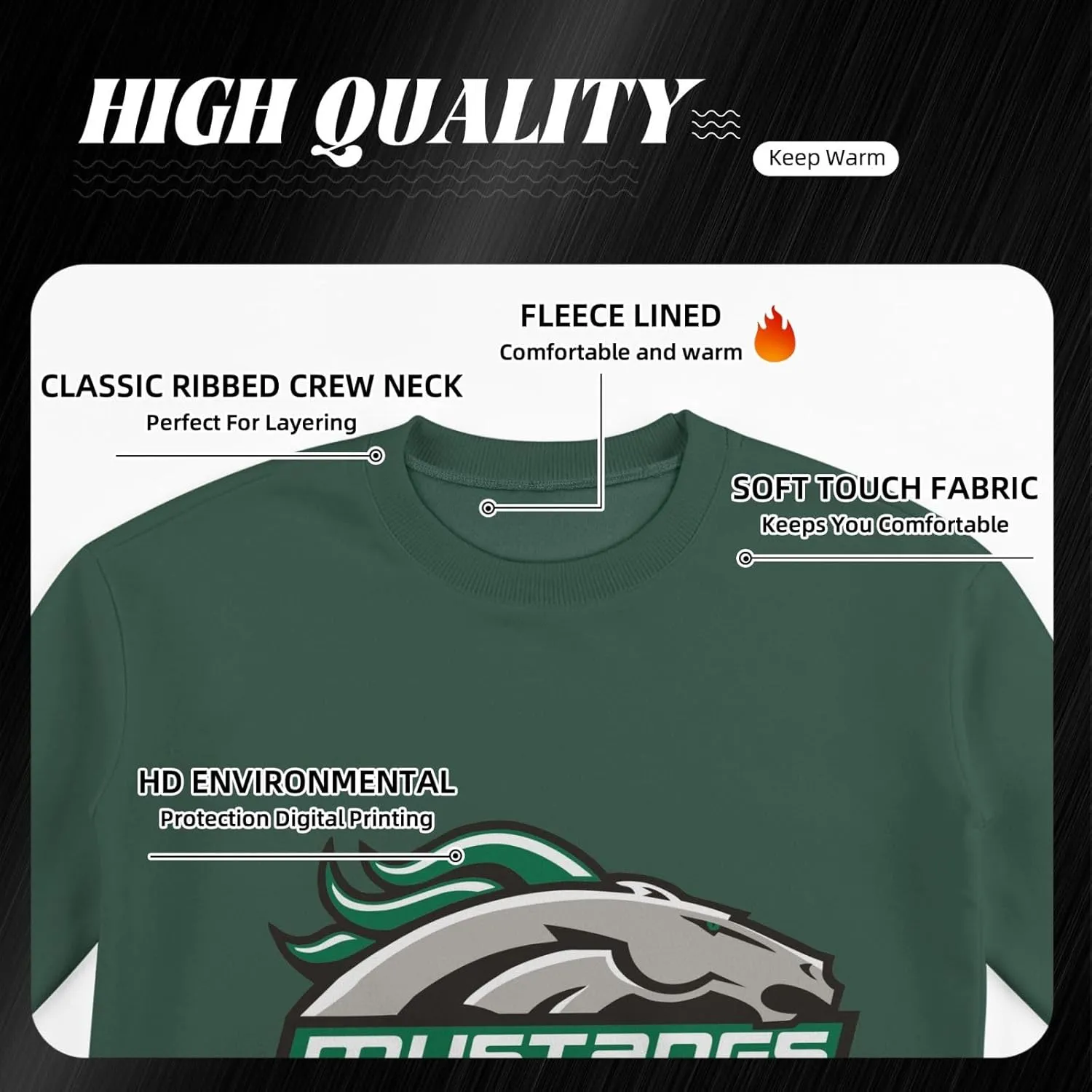 Stevenson University Logo Men'S Fleece Crew-Neck Hoodie Long Sleeve Fleece Sweatshirt-