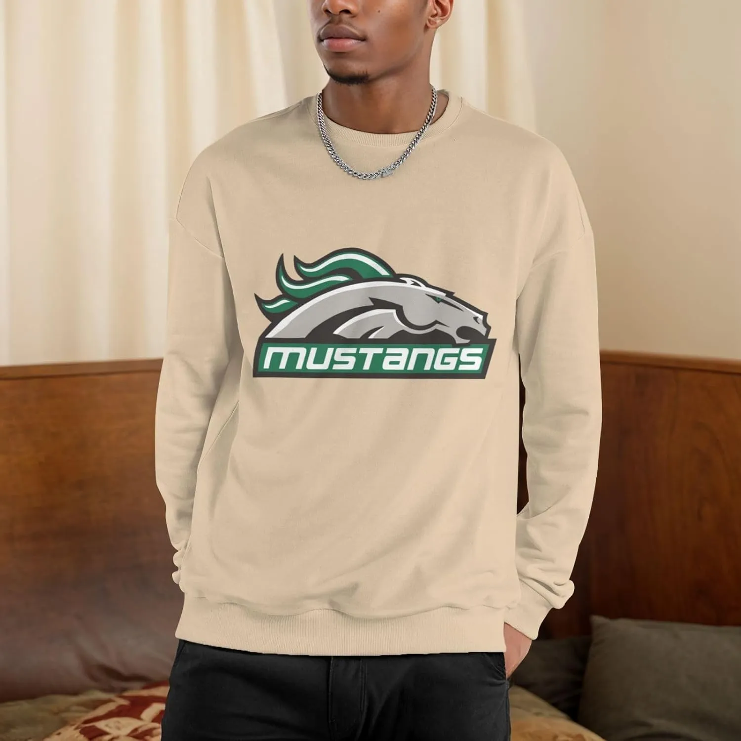 Stevenson University Logo Men'S Fleece Crew-Neck Hoodie Long Sleeve Fleece Sweatshirt-