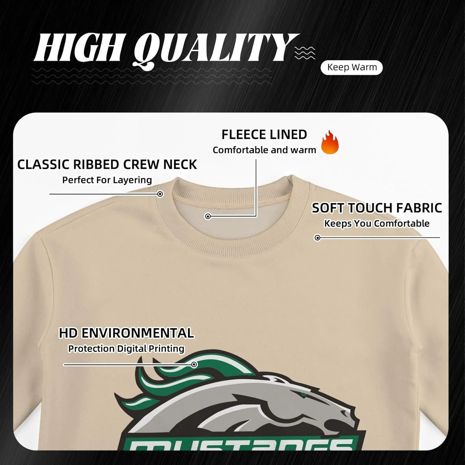 Stevenson University Logo Men'S Fleece Crew-Neck Hoodie Long Sleeve Fleece Sweatshirt-