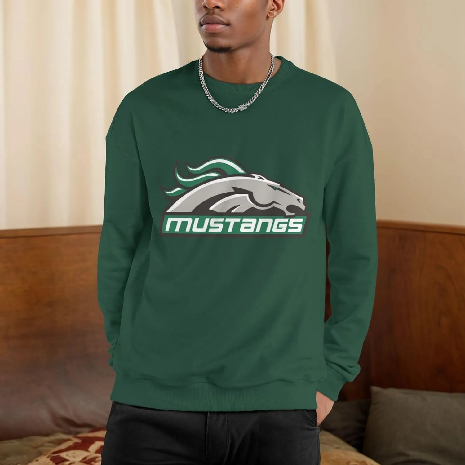 Stevenson University Logo Men'S Fleece Crew-Neck Hoodie Long Sleeve Fleece Sweatshirt-