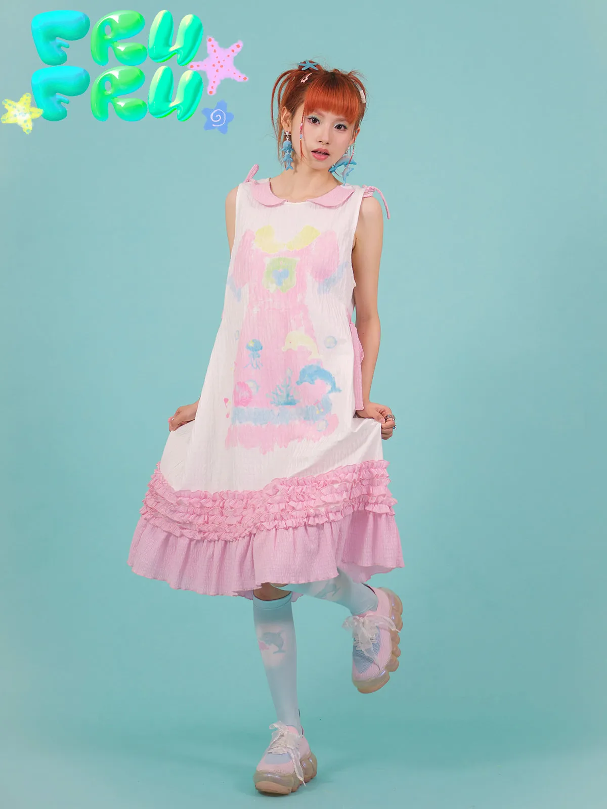 Stitching Printed Cartoon Sundress