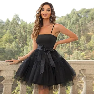 Strap Tube Top Mesh Shirt Temperament Crinoline Party Dress Dress, lioness-love