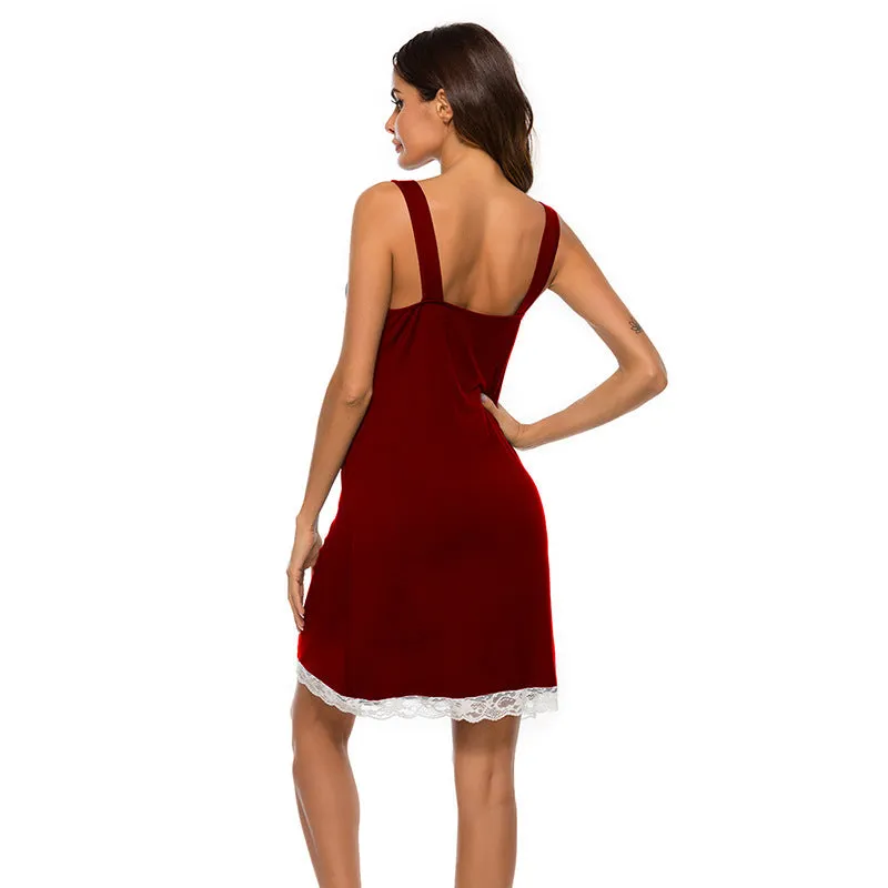 Straps Lace Modal Nightdress Sexy Homewear Wholesale Loungewear
