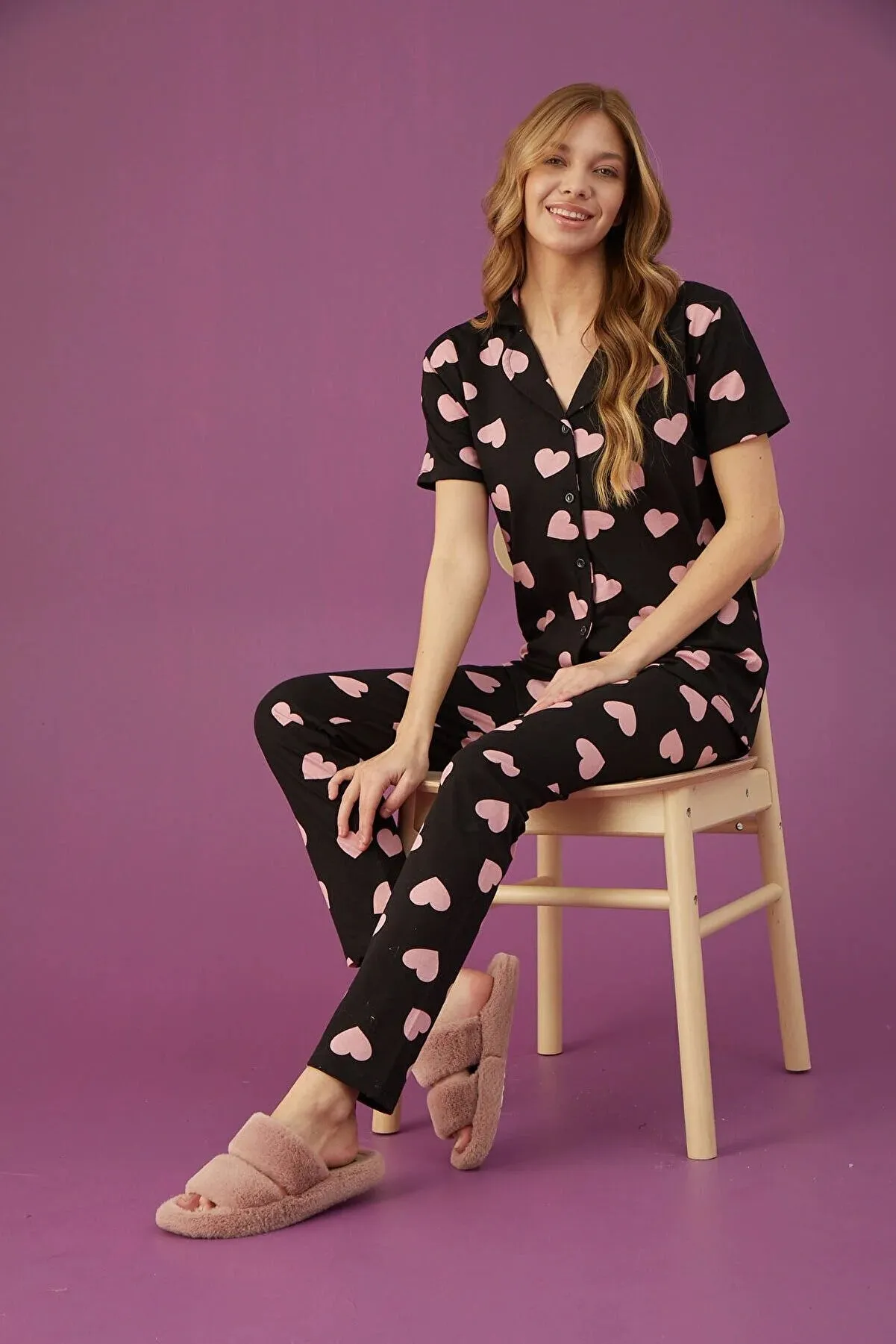 Strawberry Cotton Buttoned Pajama Set
