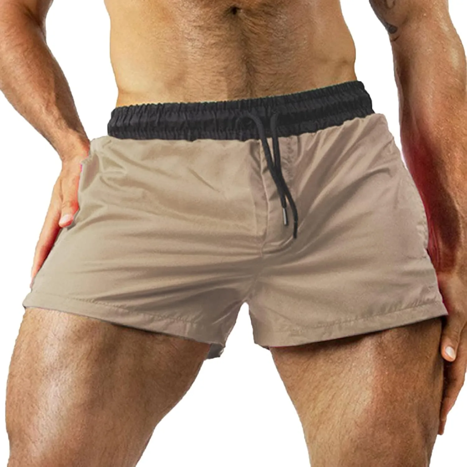 Stretch Slim Fit Workout Running Shorts for Men Solid Quick Dry Breathable Lightweight Active 5'' Shorts with Pocket