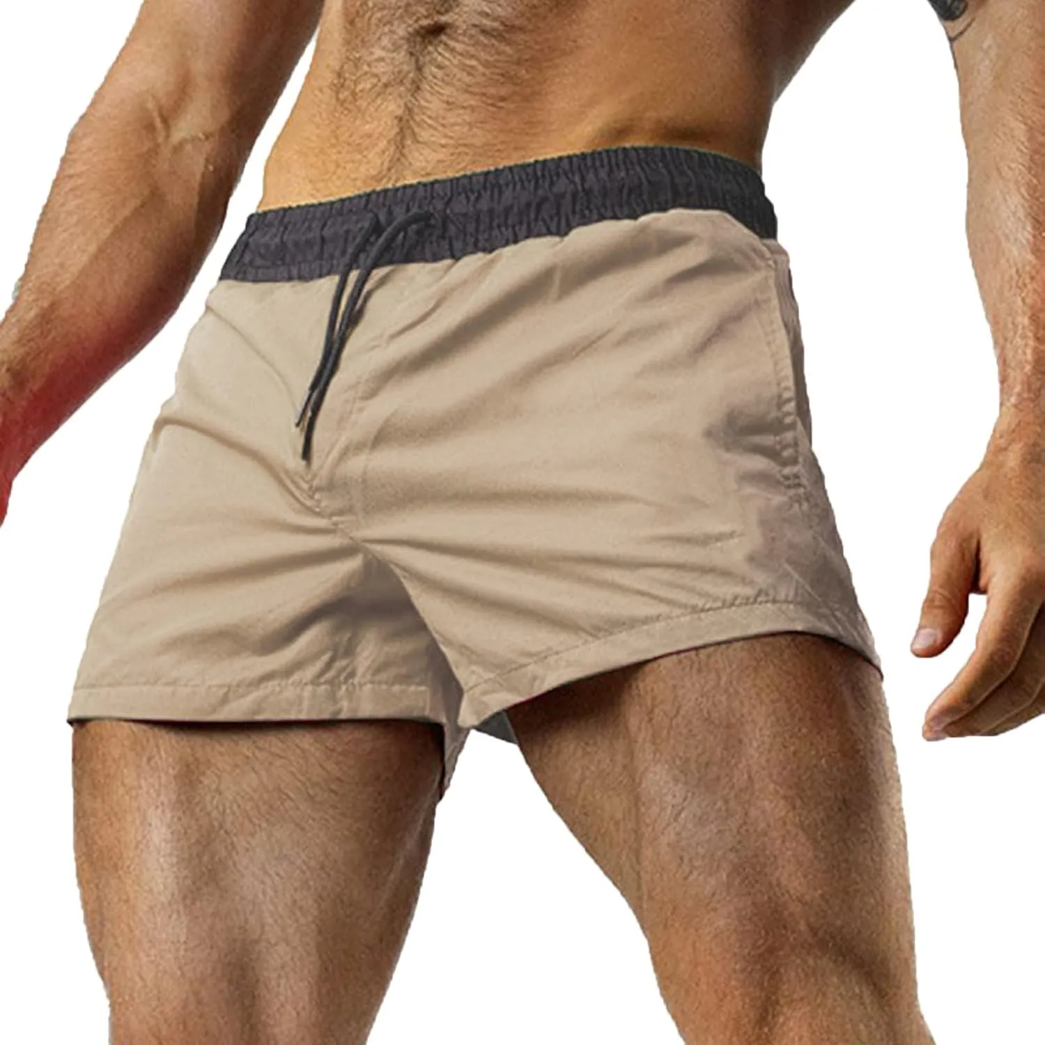 Stretch Slim Fit Workout Running Shorts for Men Solid Quick Dry Breathable Lightweight Active 5'' Shorts with Pocket