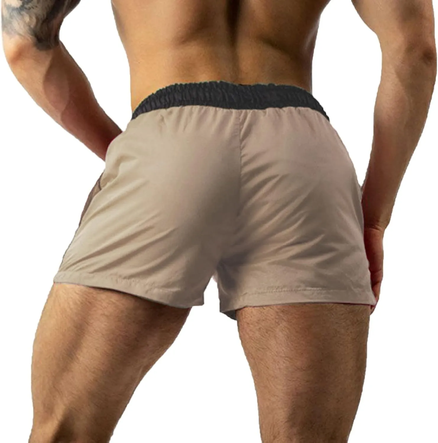 Stretch Slim Fit Workout Running Shorts for Men Solid Quick Dry Breathable Lightweight Active 5'' Shorts with Pocket