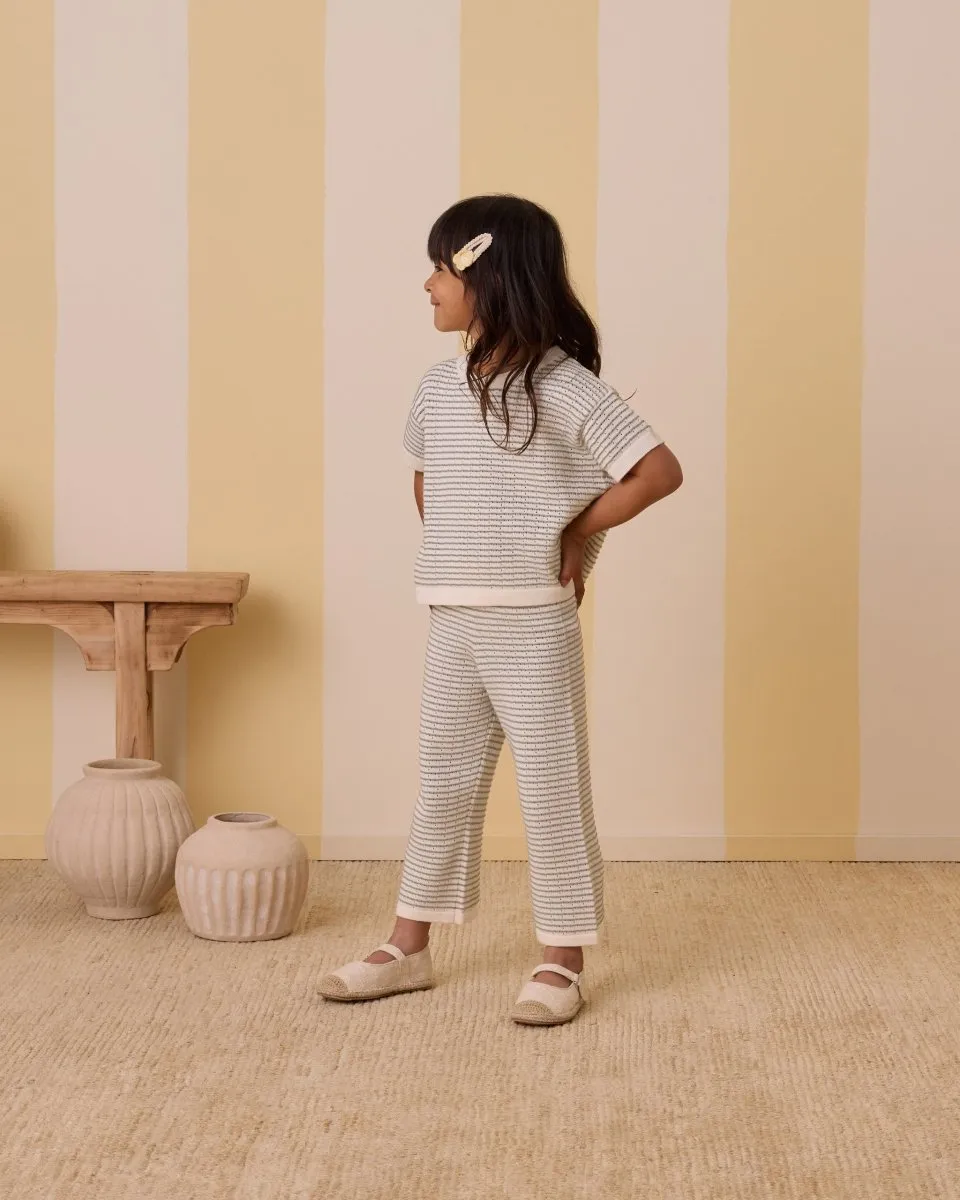 STRIPE BOXY CROP TOP AND KNIT WIDE LEG PANTS SET