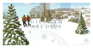 Stylized winter scene with couple