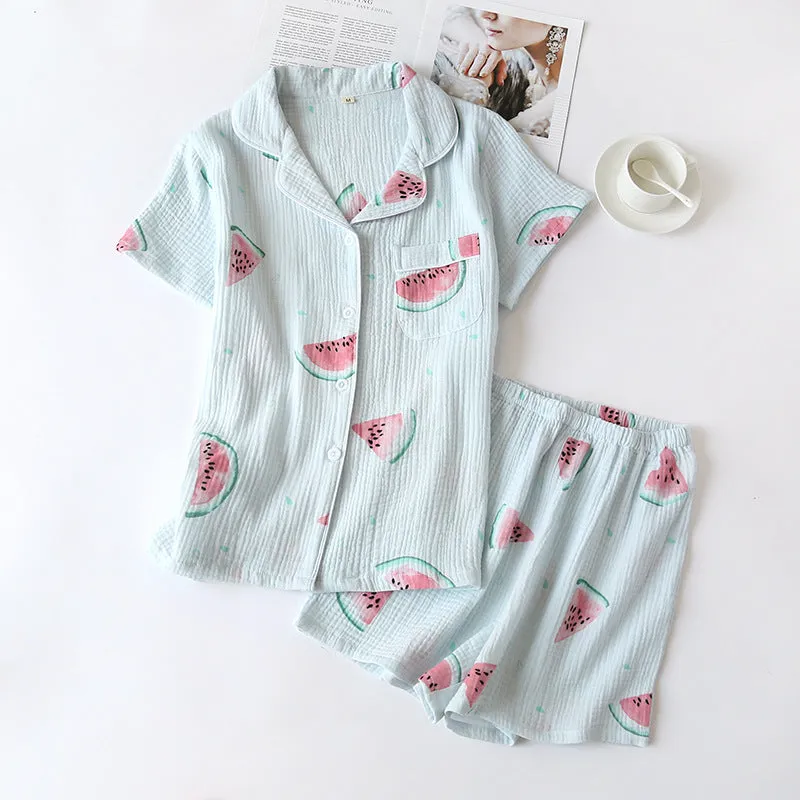 Summer Cotton Crepe Pajamas Short