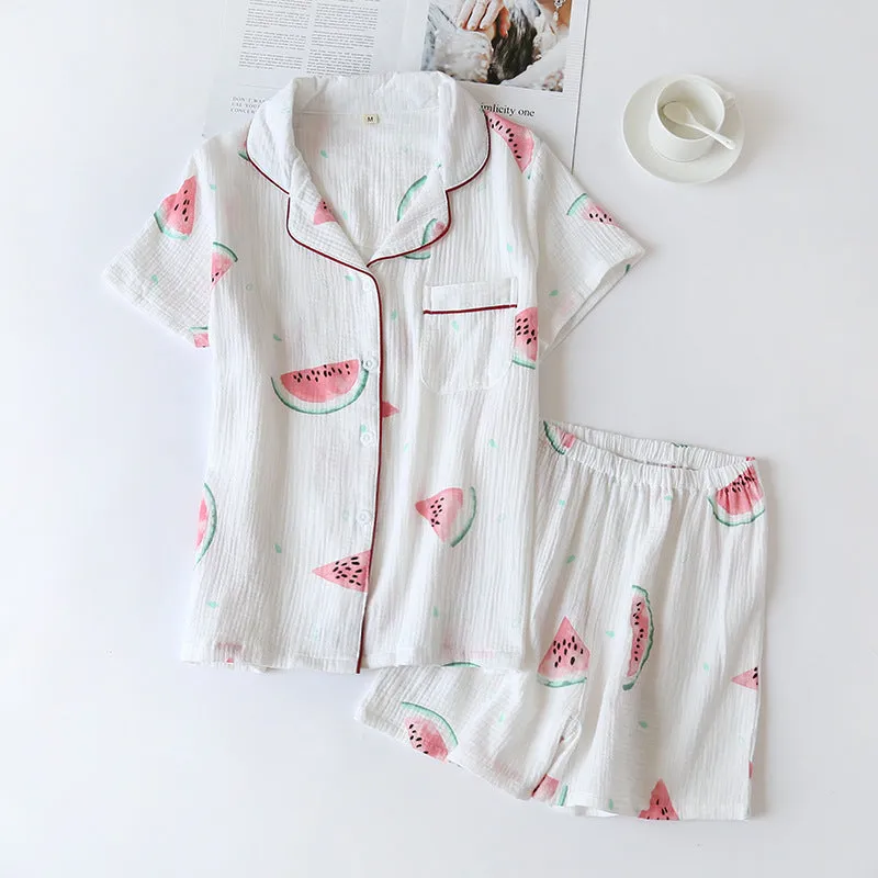 Summer Cotton Crepe Pajamas Short