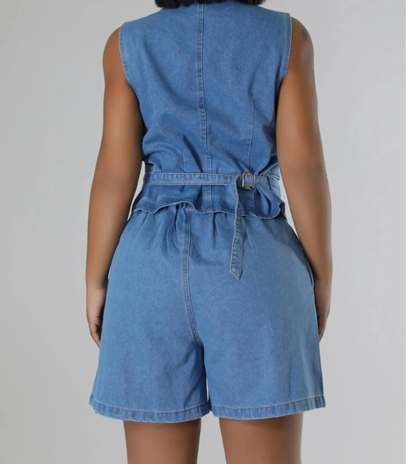 Summer Women's Denim Casual Short-Sleeved Suit Two-Piece Loose top and Shorts Suit