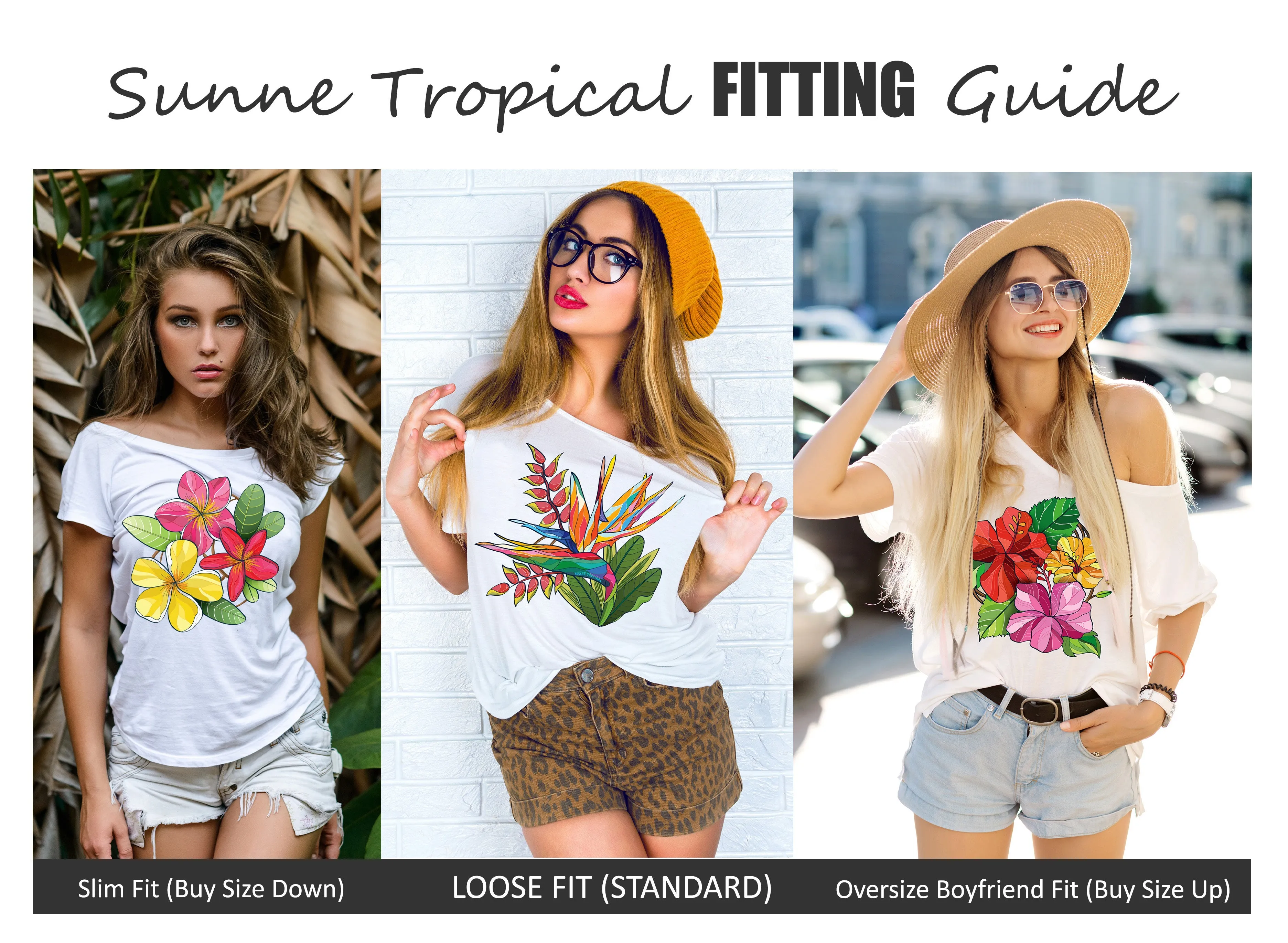 Sunne Tropical Women Top Tee White Loose Fit T-Shirt - Super Soft Light Weight Polyester Spandex - Hawaiian Hibiscus Chaba