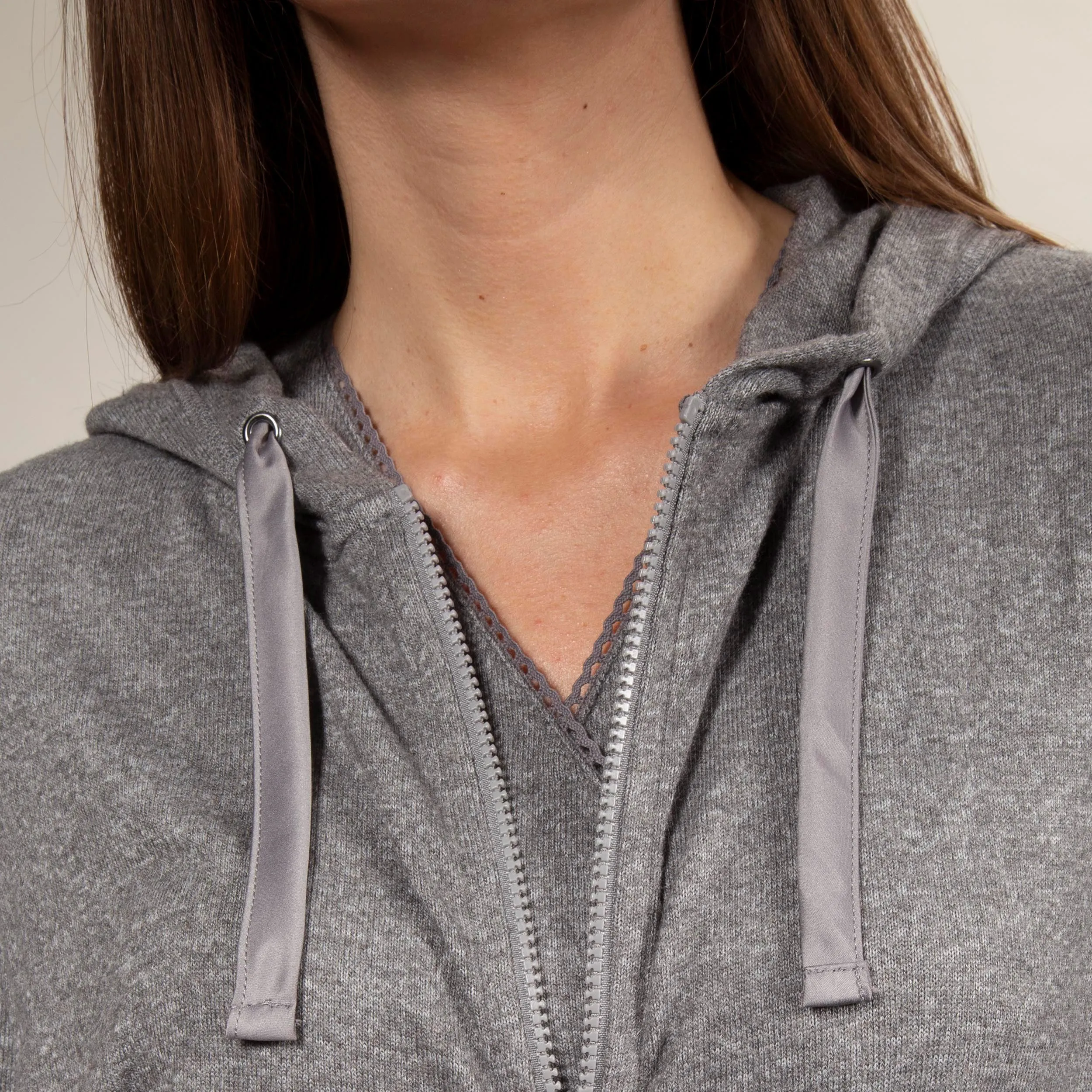 Sweat-shirt à capuche Femme Gris chiné