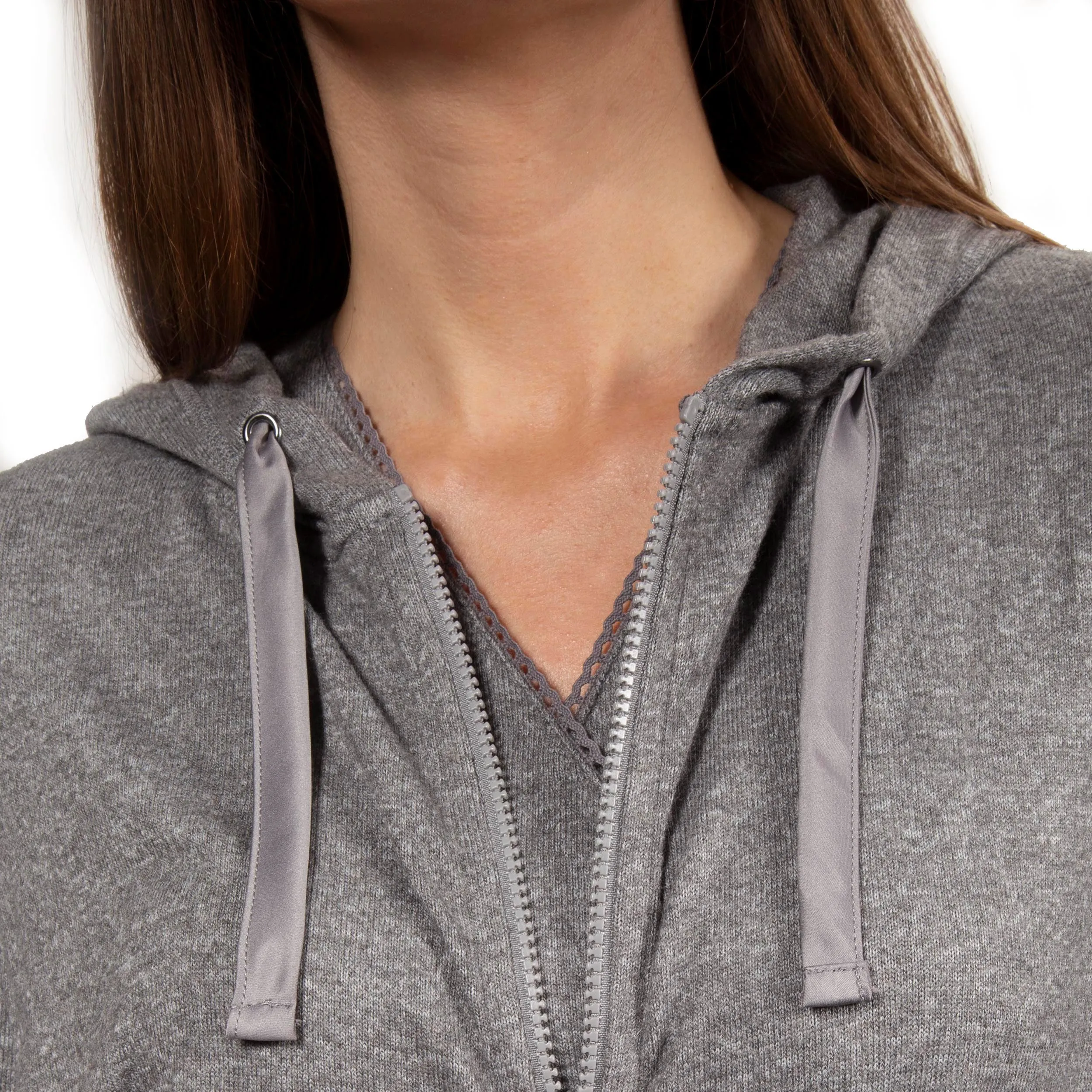 Sweat-shirt à capuche Femme Gris chiné