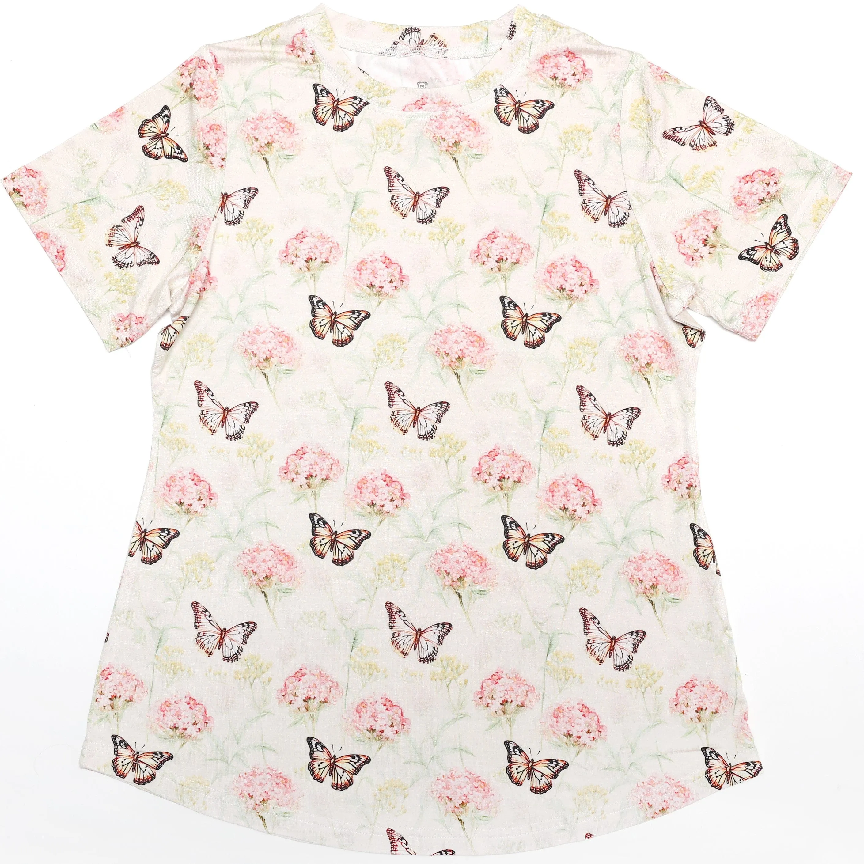 Sweet Summer Butterfly Gardens - Women's Printed Bamboo Short Sleeve Top