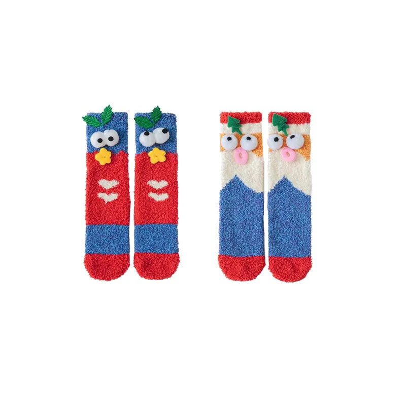 Sweetnana 2-Pack Novel Christmas Gift Box with Tube Crew Christmas Holiday Socks for Women, Winter Soft Slipper Socks Funny Christmas Pattern Cozy Warm Socks.