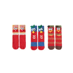 Sweetnana 3-Pack Christmas Tube Crew Socks for Women, Thickened Cozy Fuzzy Socks, Super Soft Non-Slip Lounge Wear, Cute and Festive for the Holidays