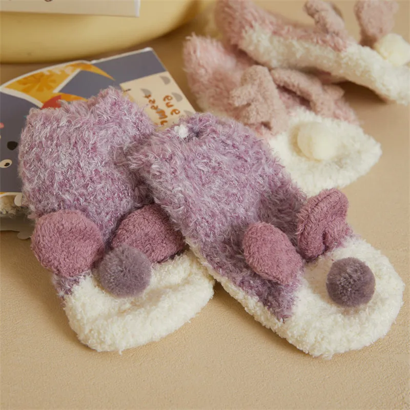 Sweetnana Cozy Ankle Crew Socks for Kids & Toddlers, Super Soft Non-Slip Thickened Socks, Perfect for Winter Stockings and Everyday Comfort