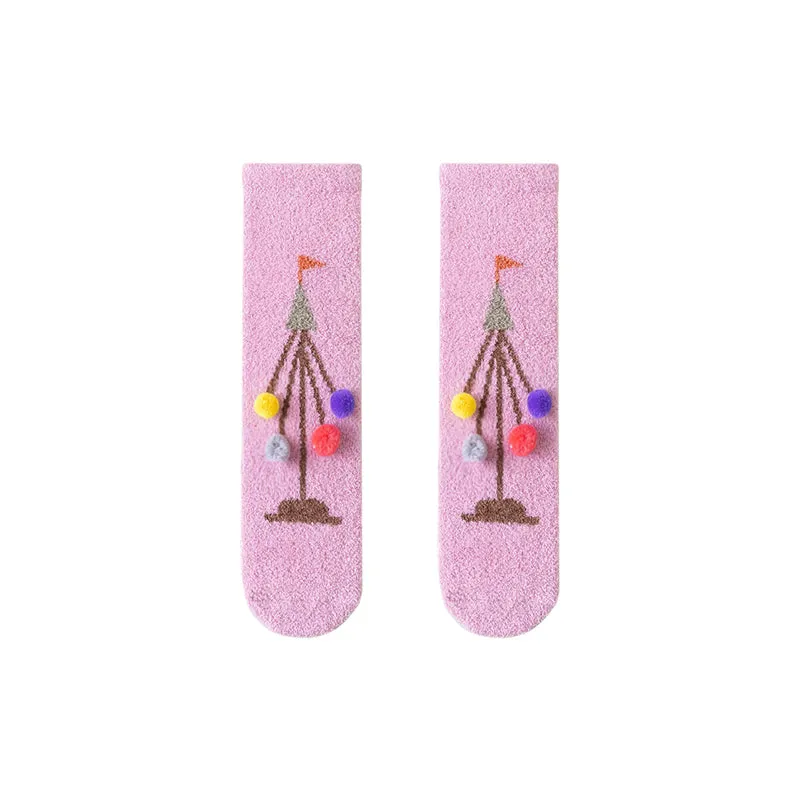 Sweetnana Cozy Cartoon Pattern Crew Socks for Women, Thickened Fuzzy Winter Stockings, Cute Tube Socks, Super Soft and Warm Women’s Cozy Socks for All-Day Comfort