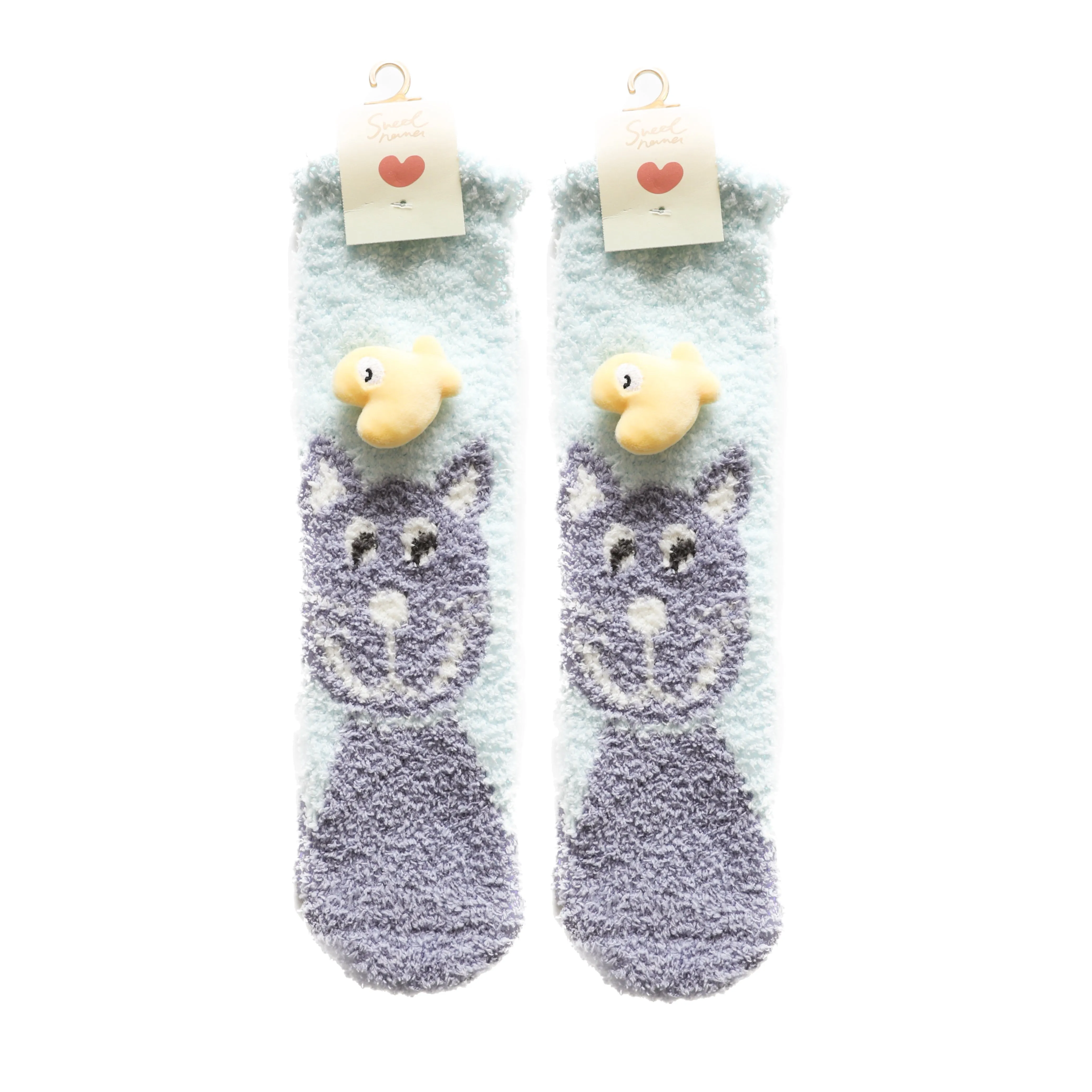 Sweetnana Cozy Tube Crew Socks for Women & Kids, Cute Cartoon Jacquard Fuzzy Socks, Thickened Non-Slip Design, Perfect for Winter Stockings