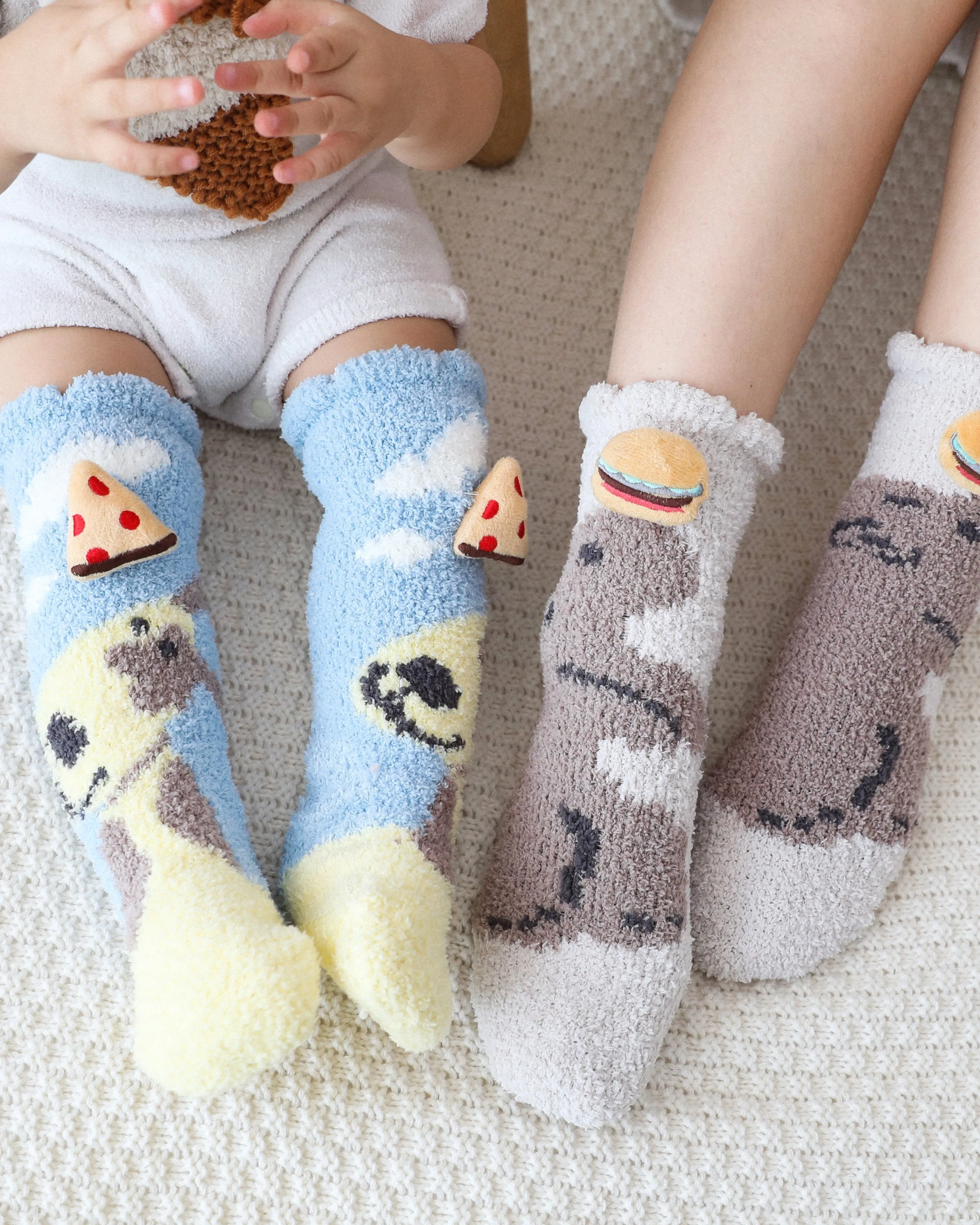 Sweetnana Cozy Tube Crew Socks for Women & Kids, Cute Cartoon Jacquard Fuzzy Socks, Thickened Non-Slip Design, Perfect for Winter Stockings