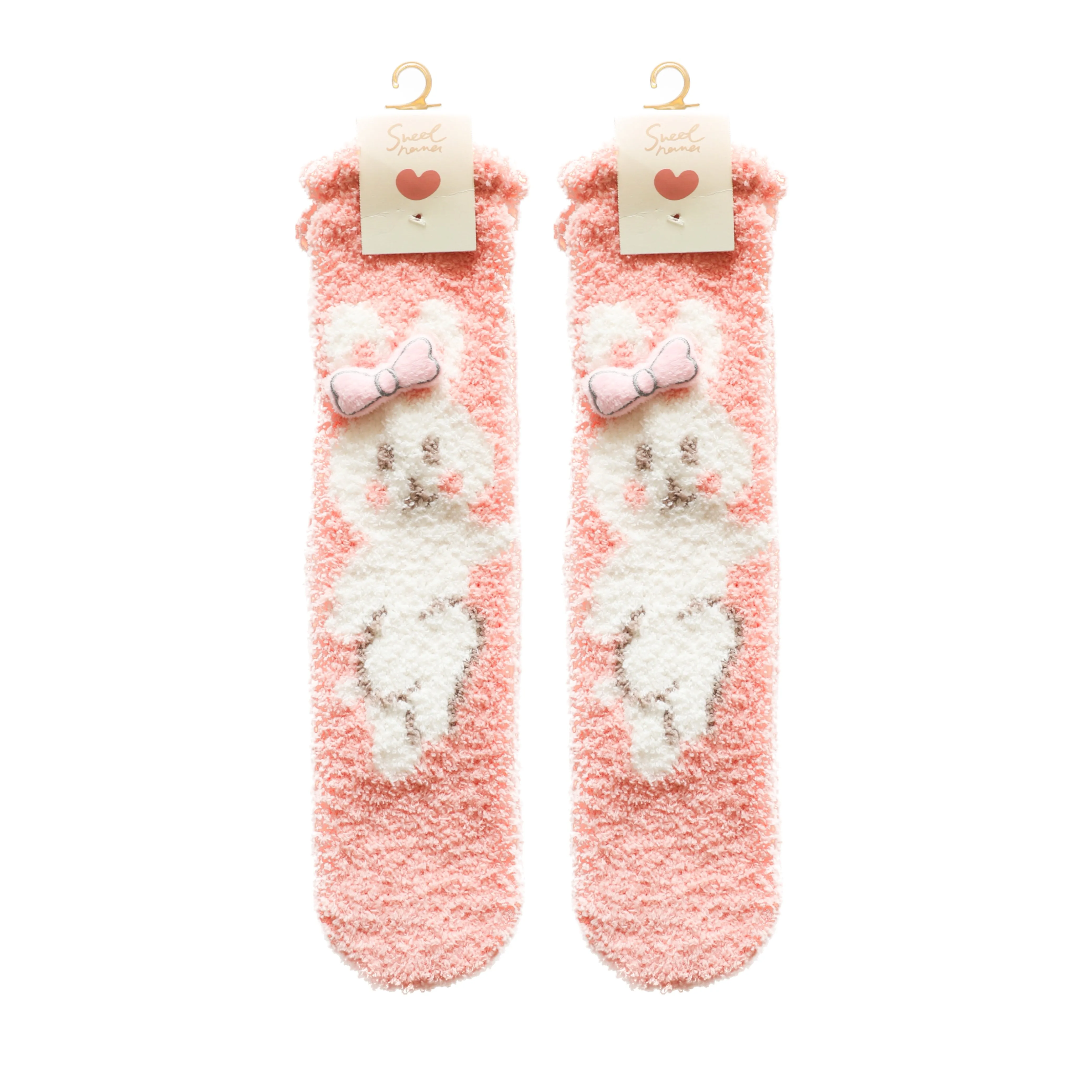 Sweetnana Cozy Tube Crew Socks for Women & Kids, Cute Cartoon Jacquard Fuzzy Socks, Thickened Non-Slip Design, Perfect for Winter Stockings