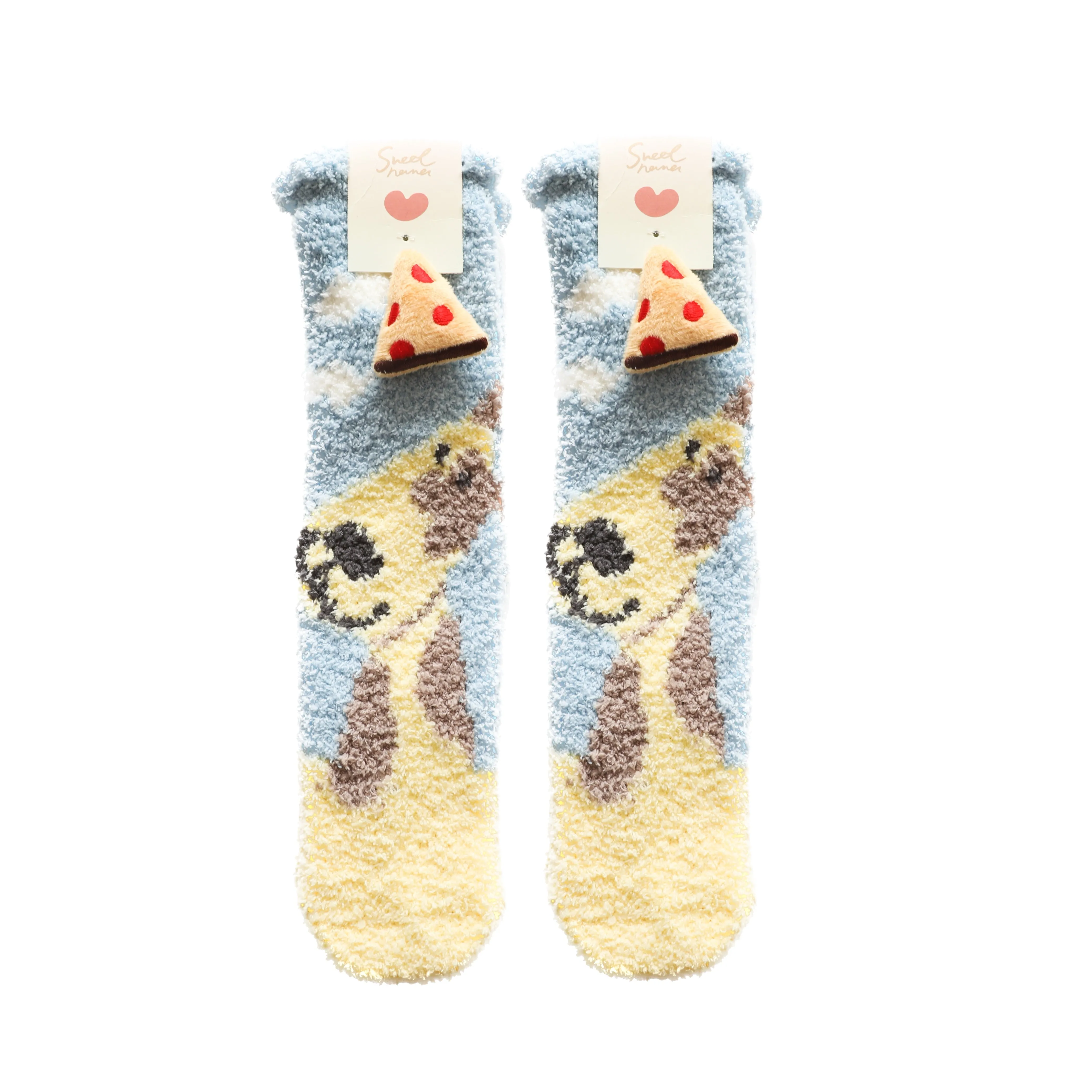 Sweetnana Cozy Tube Crew Socks for Women & Kids, Cute Cartoon Jacquard Fuzzy Socks, Thickened Non-Slip Design, Perfect for Winter Stockings