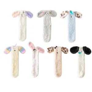 Sweetnana Cozy Women & Kids Tube Socks, Cute 3D Ears Series, Winter Soft Thickened Warm Socks, Non-Slip for Lounge Wear, Funny Animal Design Slipper Socks.