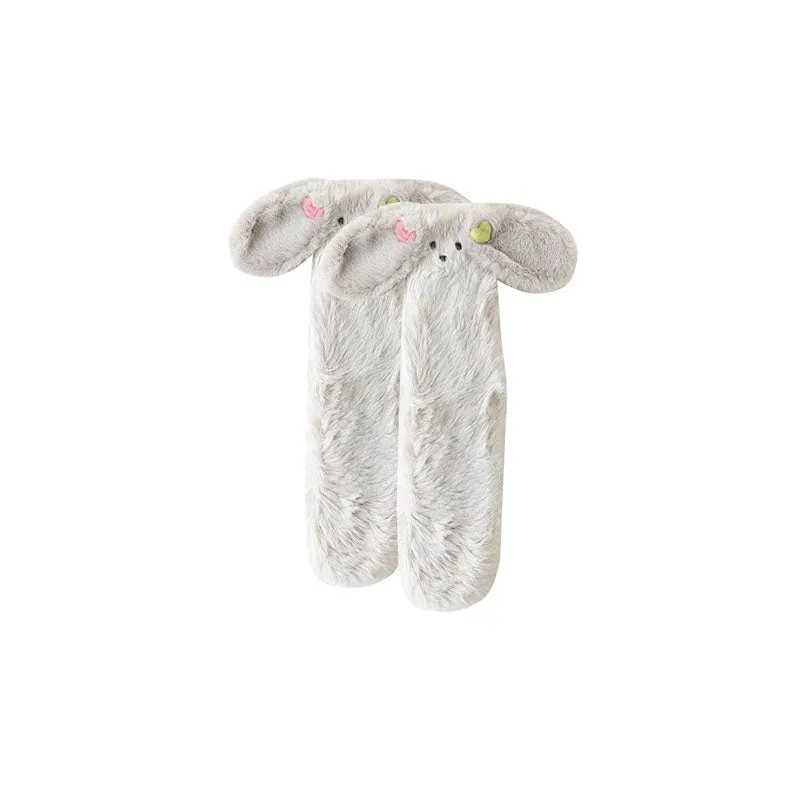 Sweetnana Cozy Women & Kids Tube Socks, Cute 3D Ears Series, Winter Soft Thickened Warm Socks, Non-Slip for Lounge Wear, Funny Animal Design Slipper Socks.
