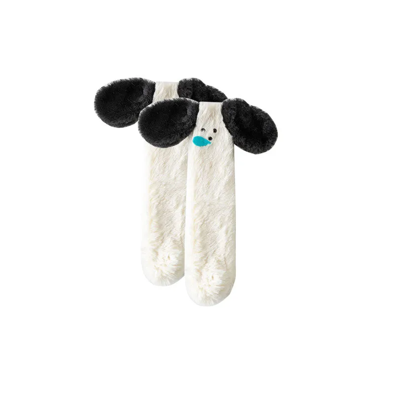 Sweetnana Cozy Women & Kids Tube Socks, Cute 3D Ears Series, Winter Soft Thickened Warm Socks, Non-Slip for Lounge Wear, Funny Animal Design Slipper Socks.