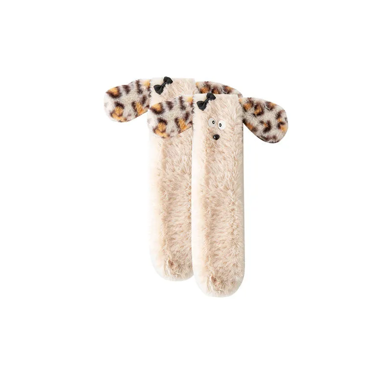 Sweetnana Cozy Women & Kids Tube Socks, Cute 3D Ears Series, Winter Soft Thickened Warm Socks, Non-Slip for Lounge Wear, Funny Animal Design Slipper Socks.