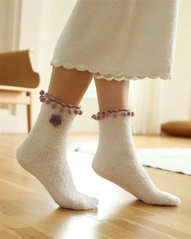 Sweetnana Cute and Cozy Women’s Crew Socks, Perfect for Winter, Non-Slip and Fuzzy for Extra Comfort