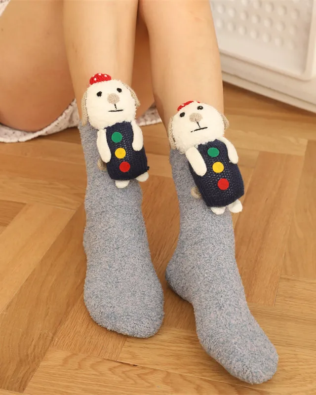 Sweetnana Super Soft Cozy Crew Socks, Anti-Slip Fuzzy Socks, Warm Winter Stockings, Cute Lounge Wear for Women – 3-Pair Pack