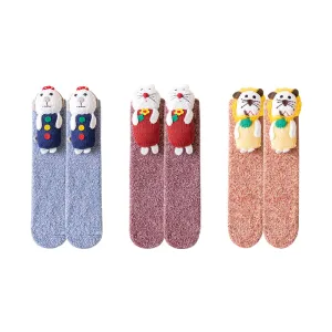 Sweetnana Super Soft Cozy Crew Socks, Anti-Slip Fuzzy Socks, Warm Winter Stockings, Cute Lounge Wear for Women – 3-Pair Pack