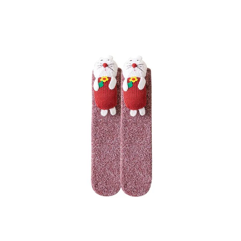 Sweetnana Super Soft Cozy Crew Socks, Anti-Slip Fuzzy Socks, Warm Winter Stockings, Cute Lounge Wear for Women – 3-Pair Pack