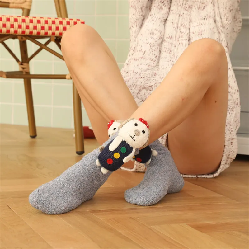 Sweetnana Super Soft Cozy Crew Socks, Anti-Slip Fuzzy Socks, Warm Winter Stockings, Cute Lounge Wear for Women – 3-Pair Pack