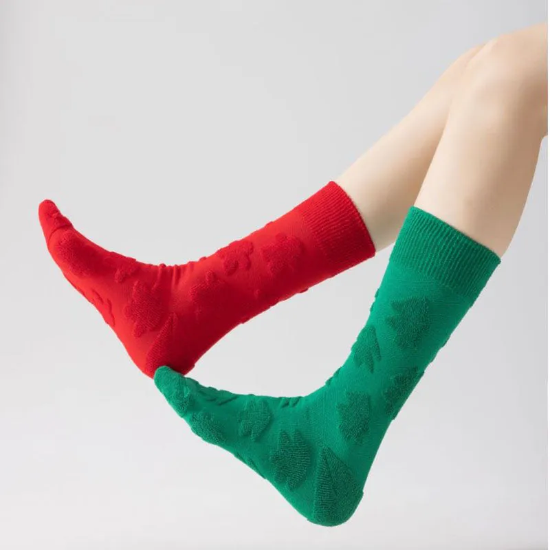 Sweetnana Terry 3D Solid Autumn/Winter Thick Thickened Warm Crew Socks,  Cotton Colored Plush Pattern Socks for Women Seamless Socks.