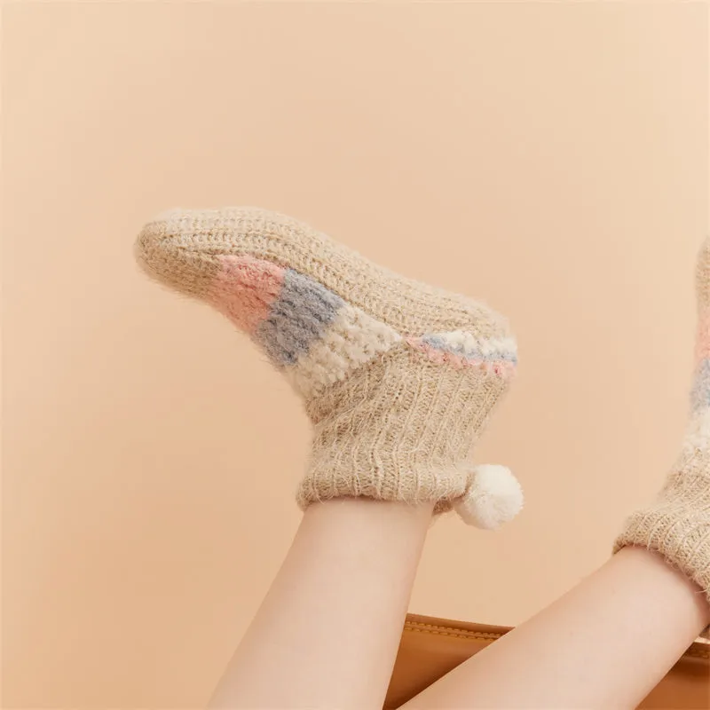 Sweetnana Women's Cozy Ankle Socks, Thickened Fuzzy Non-Slip Slipper Socks for Winter, Super Soft and Cute Lounge Wear Socks for Maximum Comfort