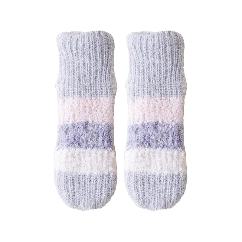 Sweetnana Women's Cozy Ankle Socks, Thickened Fuzzy Non-Slip Slipper Socks for Winter, Super Soft and Cute Lounge Wear Socks for Maximum Comfort