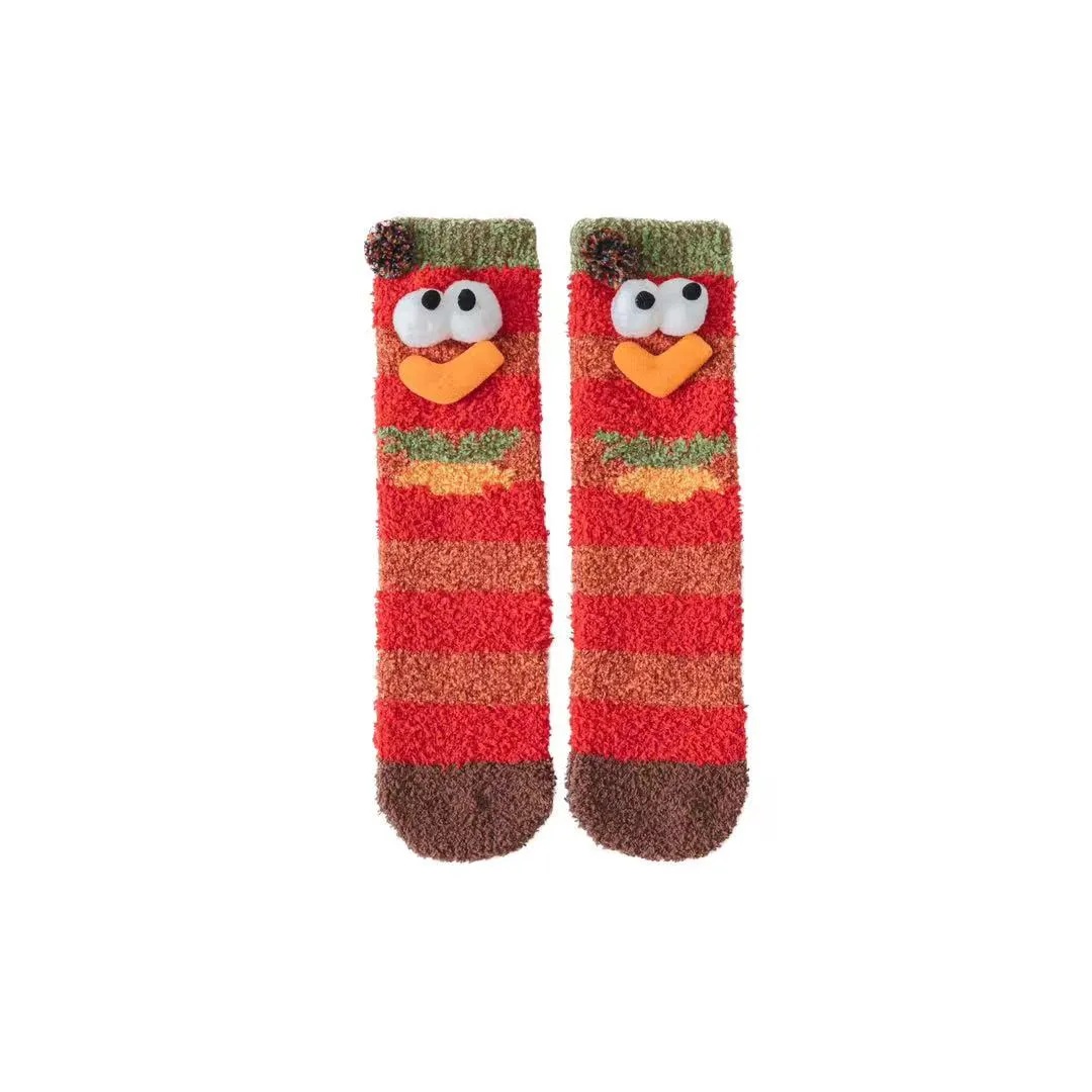 Sweetnana Women’s Cozy Christmas Tube Crew Socks, Super Soft Fuzzy Winter Stockings, Thickened Non-Slip Slipper Socks, Perfect for Holiday Comfort
