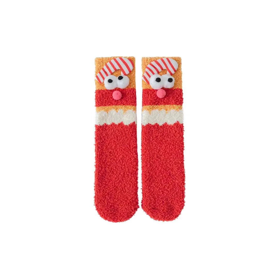 Sweetnana Women’s Cozy Christmas Tube Crew Socks, Super Soft Fuzzy Winter Stockings, Thickened Non-Slip Slipper Socks, Perfect for Holiday Comfort