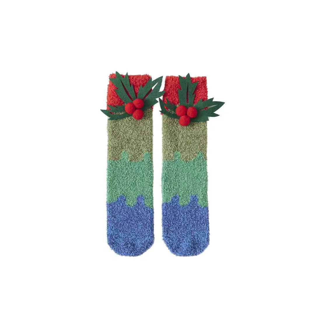 Sweetnana Women’s Cozy Christmas Tube Crew Socks, Super Soft Fuzzy Winter Stockings, Thickened Non-Slip Slipper Socks, Perfect for Holiday Comfort