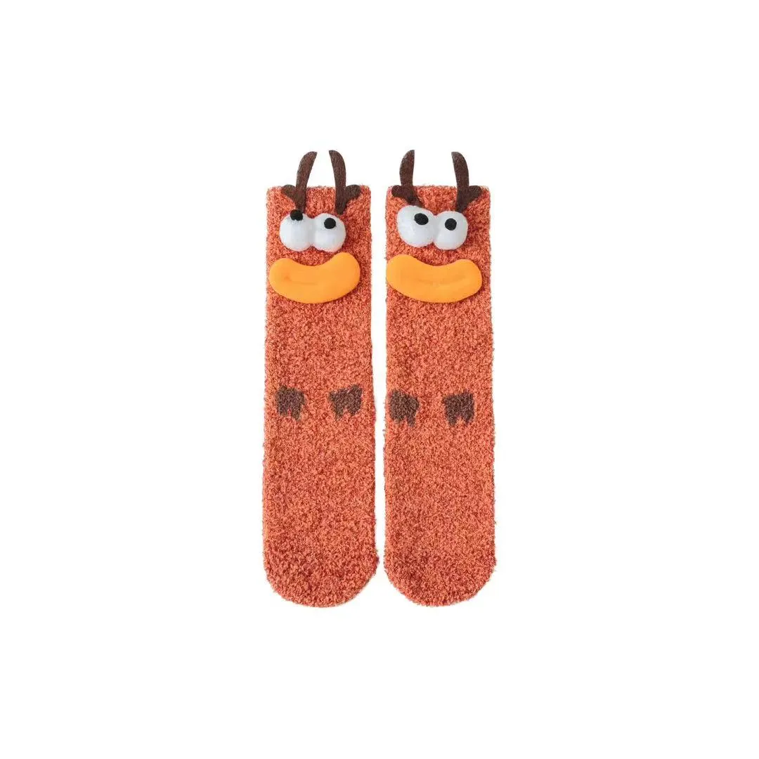 Sweetnana Women’s Cozy Christmas Tube Crew Socks, Super Soft Fuzzy Winter Stockings, Thickened Non-Slip Slipper Socks, Perfect for Holiday Comfort