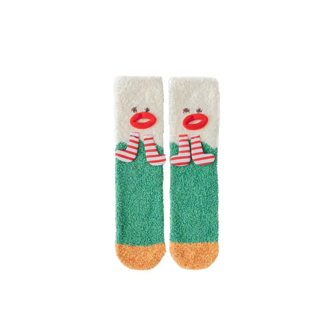 Sweetnana Women’s Cozy Christmas Tube Crew Socks, Super Soft Fuzzy Winter Stockings, Thickened Non-Slip Slipper Socks, Perfect for Holiday Comfort
