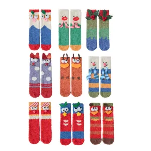 Sweetnana Women’s Cozy Christmas Tube Crew Socks, Super Soft Fuzzy Winter Stockings, Thickened Non-Slip Slipper Socks, Perfect for Holiday Comfort