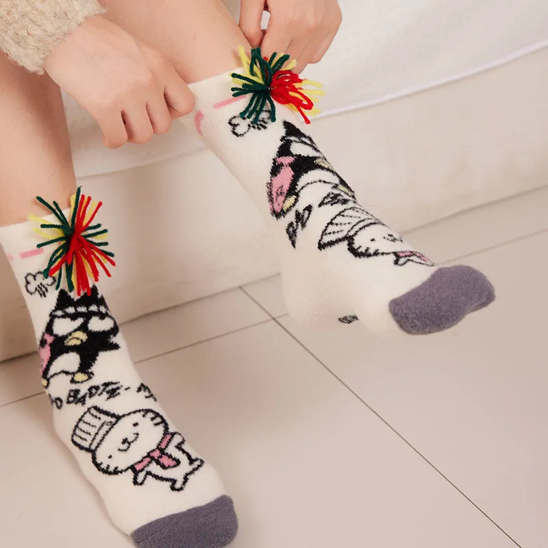 Sweetnana Women's Cozy Crew Socks - Sanrio Cute Cartoon Characters Lovely Socks, Winter Socks Warm and Soft Socks.