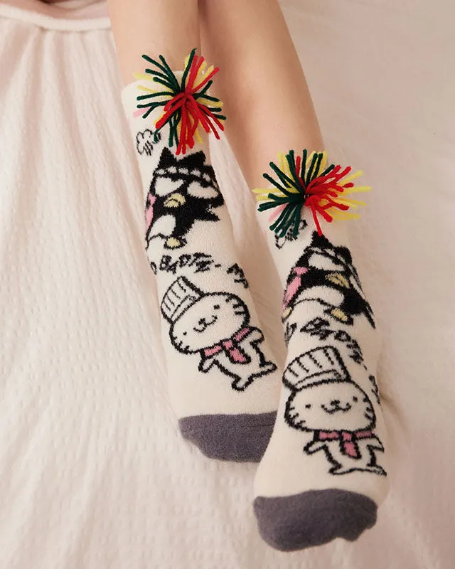 Sweetnana Women's Cozy Crew Socks - Sanrio Cute Cartoon Characters Lovely Socks, Winter Socks Warm and Soft Socks.