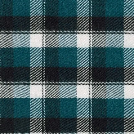 Teal Plaid | Seawool Heavy Flannel | Robert Kaufman